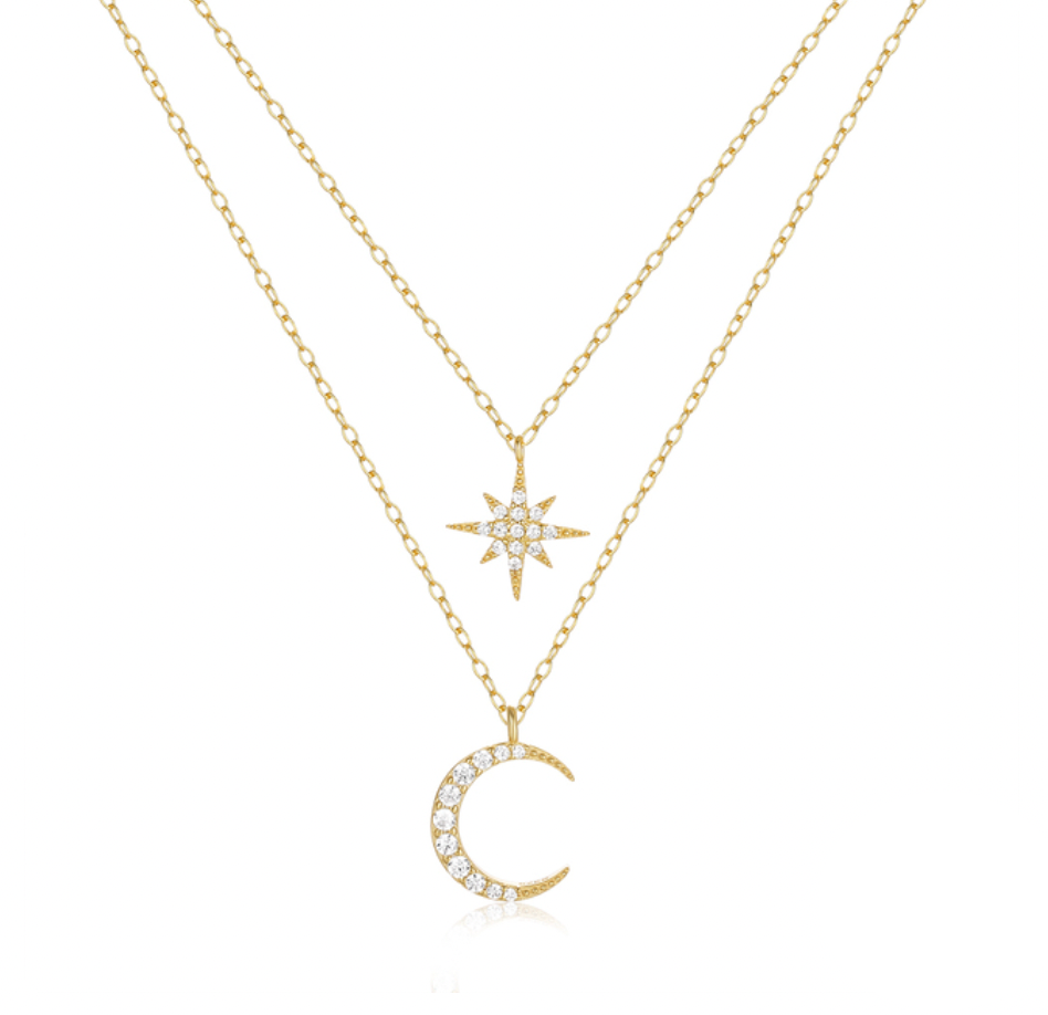 Moon Star Double Necklace