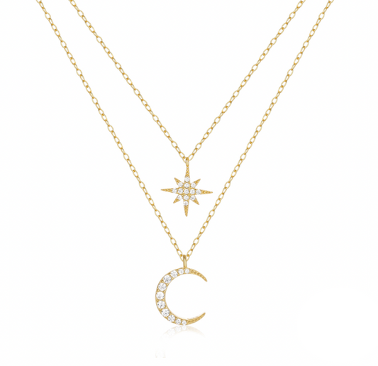 Moon Star Double Necklace