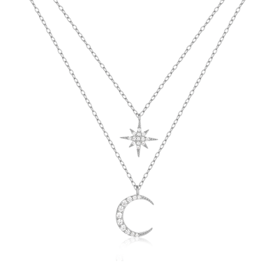 Moon Star Double Necklace