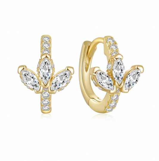 Marquise Crown Huggie Hoops