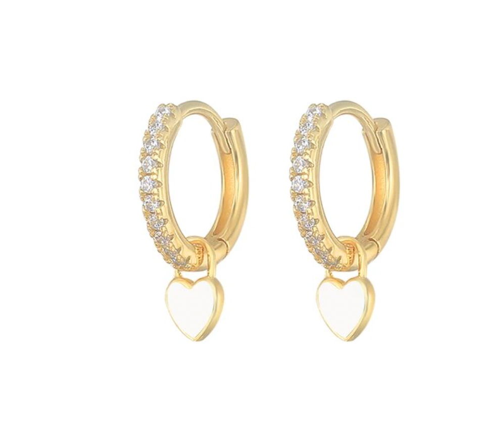 Pavé Hoops with Heart Pendant