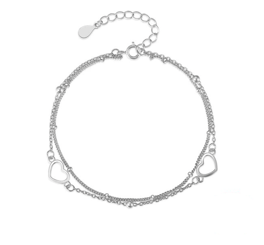 Double Heart Chain Bracelet