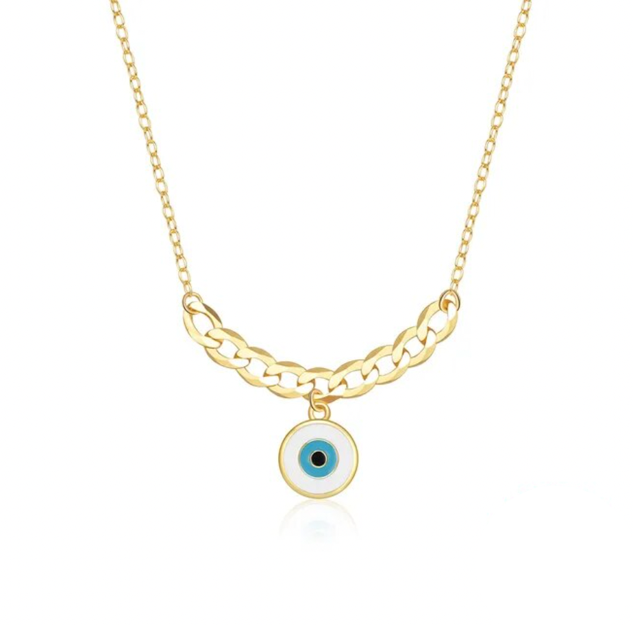 Chained Enamel Eye Necklace