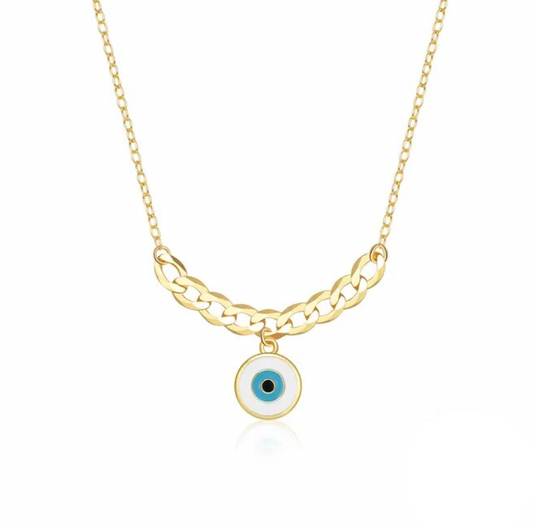 Chained Enamel Eye Necklace