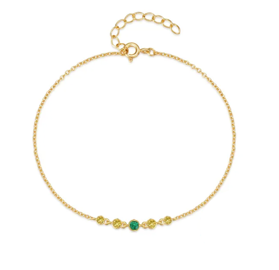 Green Yellow Circle Stone Bracelet