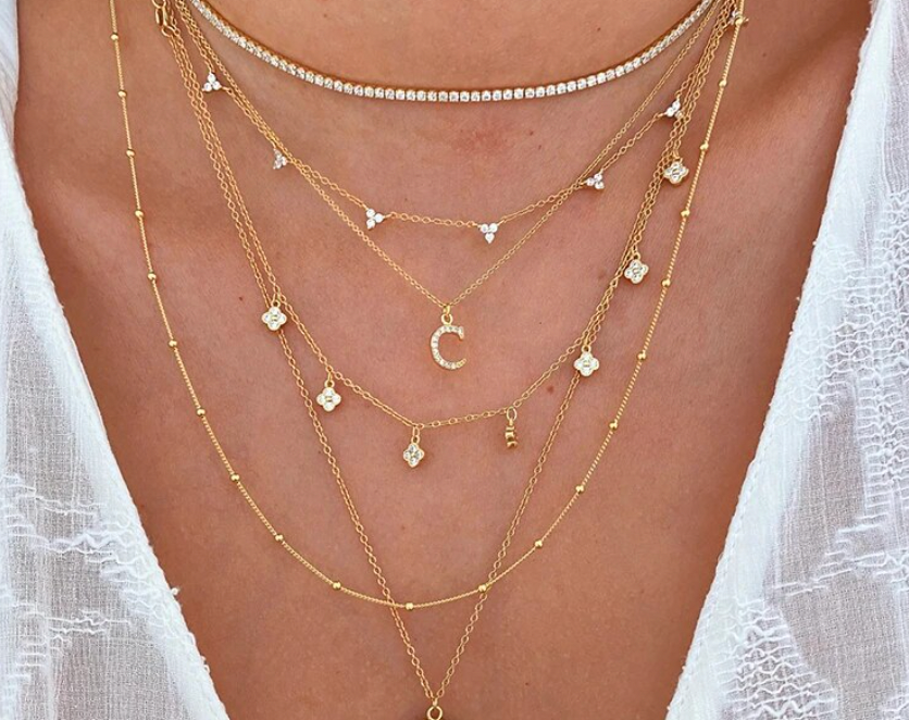 Multi Trinity Stones Necklace