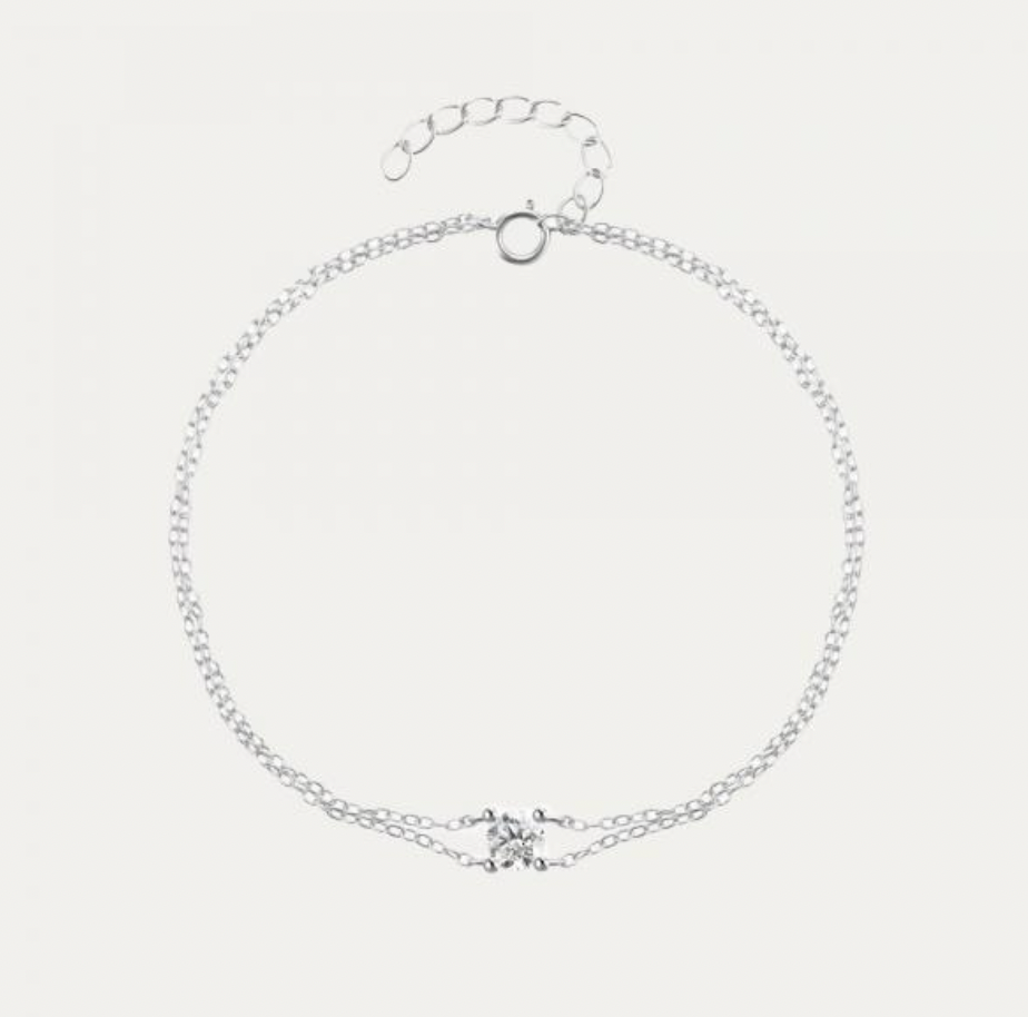 Double Chain Circle Stone Bracelet
