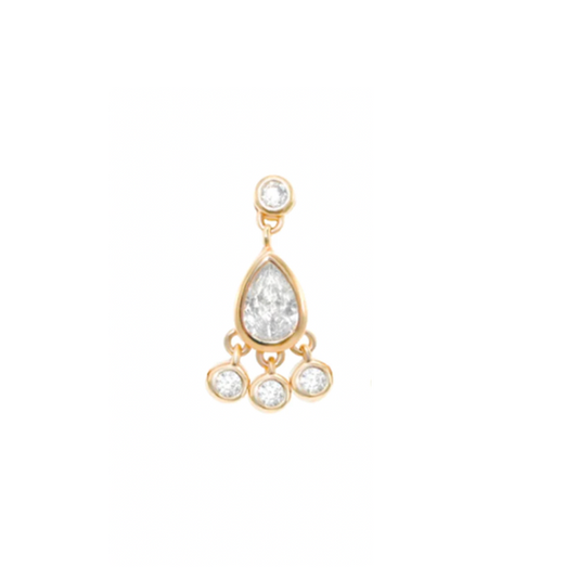 Pear with Triple Dangling Circles Stud