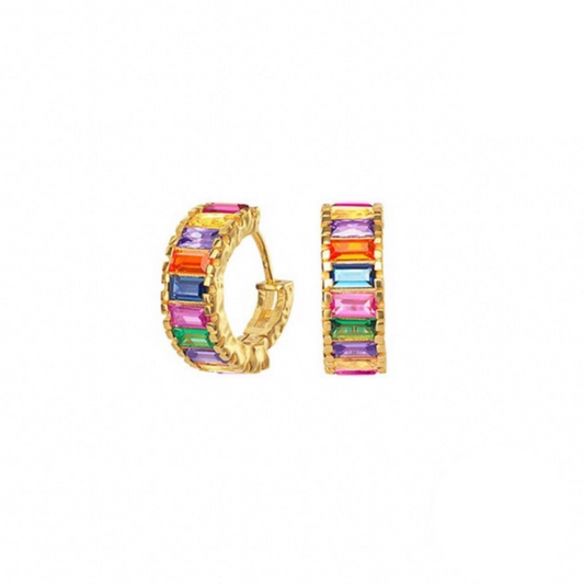 Rainbow Huggie Hoops