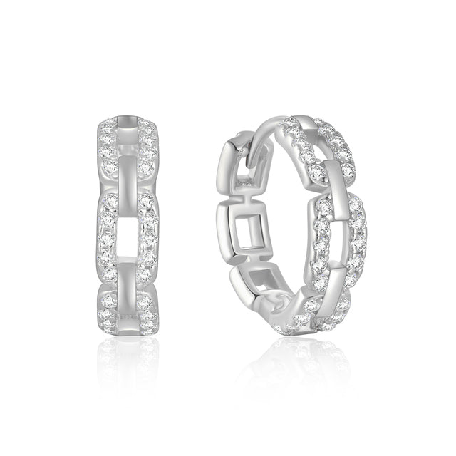Pave Bold Linked Hoops