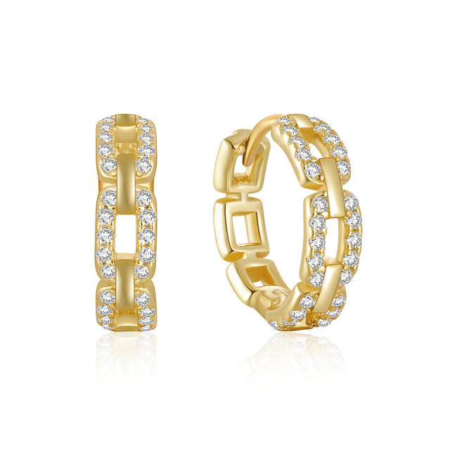Pave Bold Linked Hoops