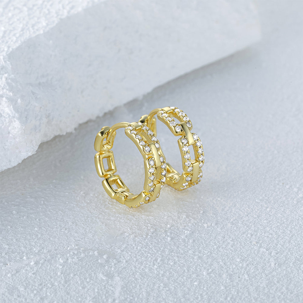 Pave Bold Linked Hoops